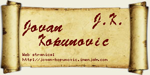 Jovan Kopunović vizit kartica